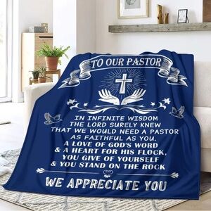 Elegant Blue Pastor Appreciation Throw Blanket